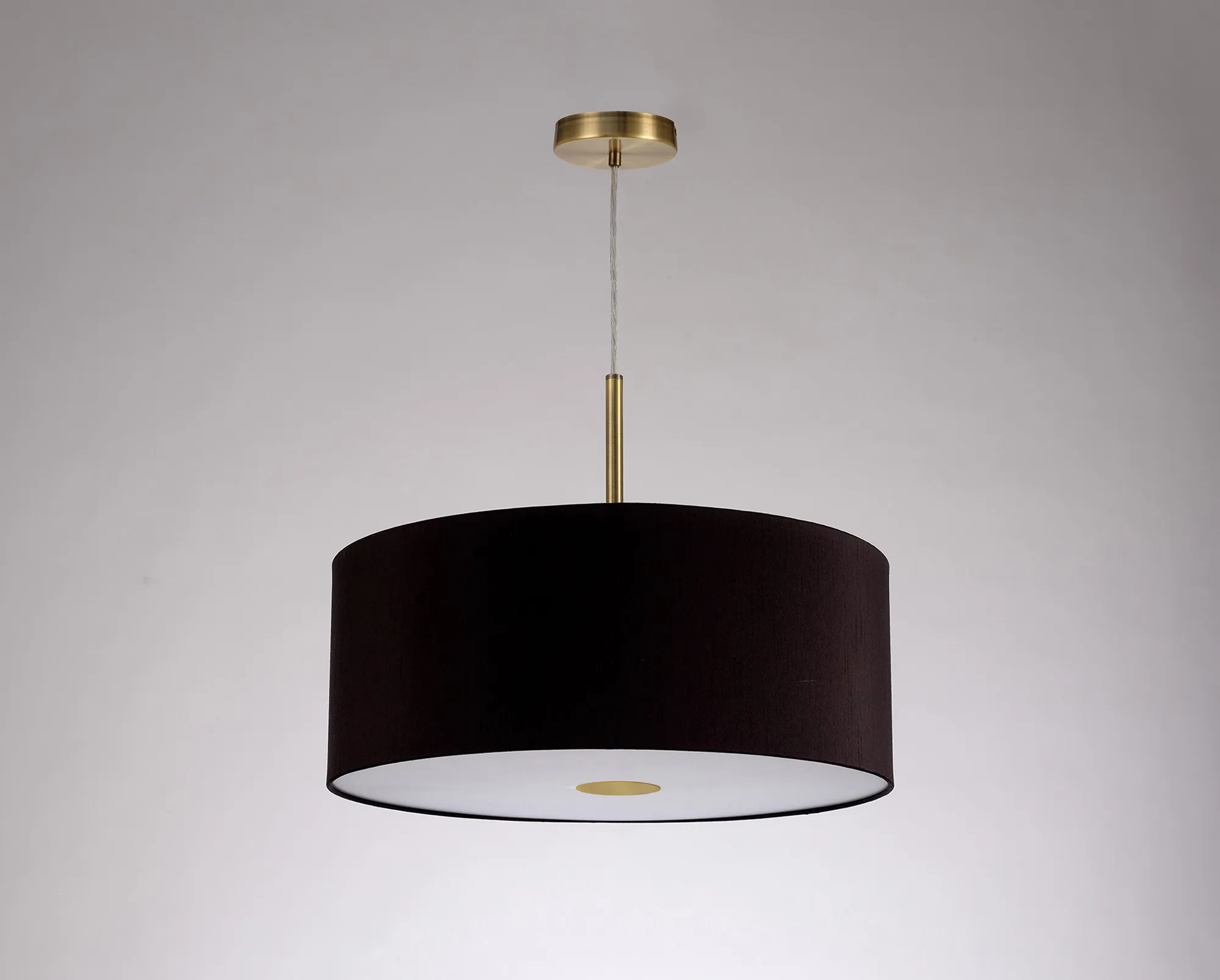 Baymont 50cm Pendant 1 Light Antique Brass, Midnight Black/Green Olive, Frosted Diffuser DK0227  Deco Baymont AB BL/GR